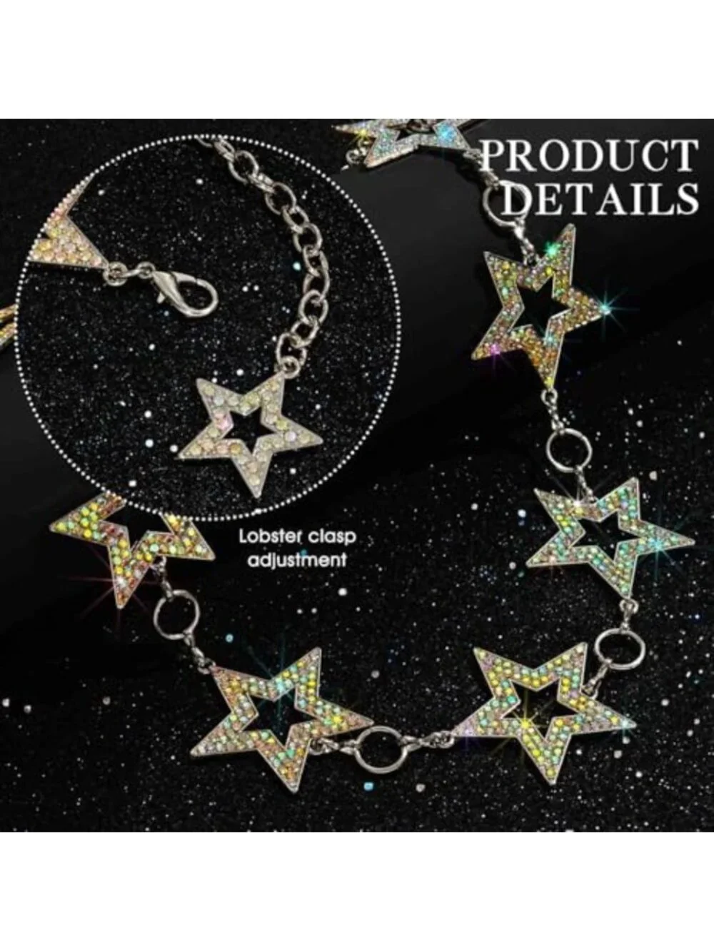 Sparkly Rhinestone Star Chain Belt | Crystal Waist Jewelry for Women, Statement